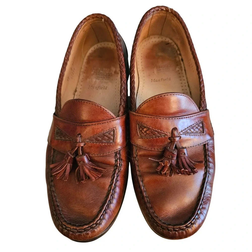 Allen Edmonds Maxfield Brown Leather Woven Tassel Loafers Mens 10‎ D 6550 USA